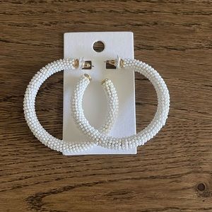 Express white and gold textured hoops